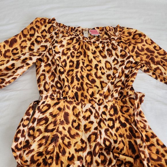KATE SPADE Orange/Brown Leopard Print Off Shoulder Midi Dress Size 14 LIKE NEW! - Picture 6 of 16